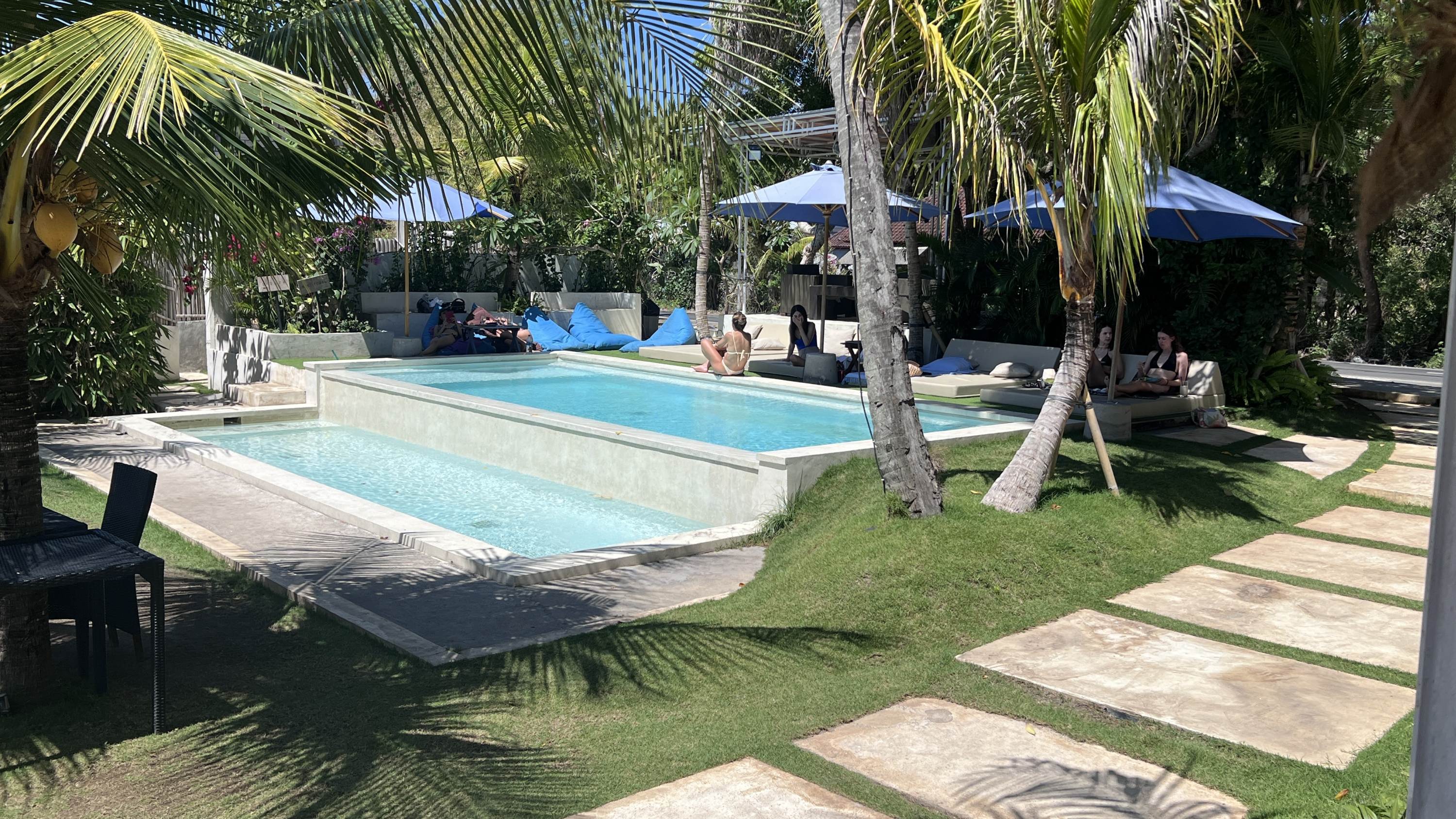 cooling pool shielded by palm trees