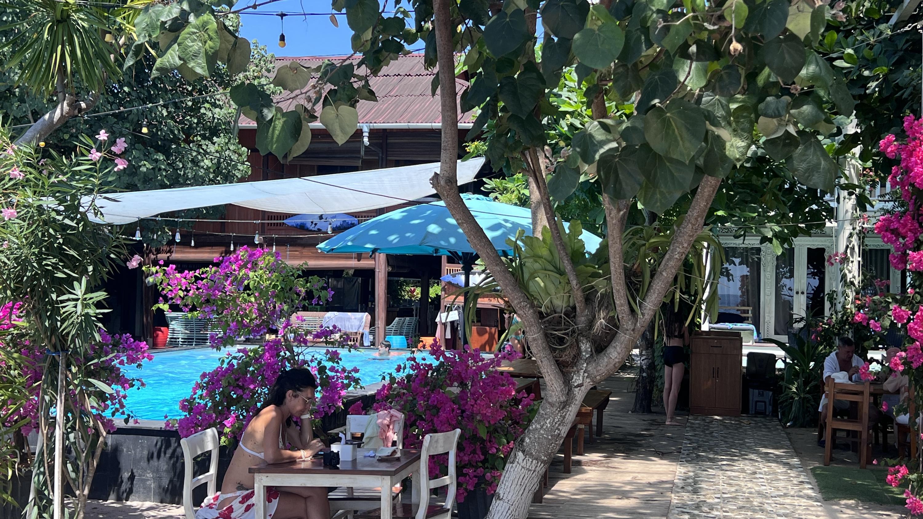 Training in a pool near the beach
